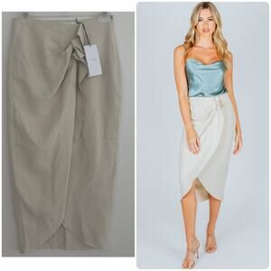 IRO Paris Minilya Gathered Midi Skirt in Mastic